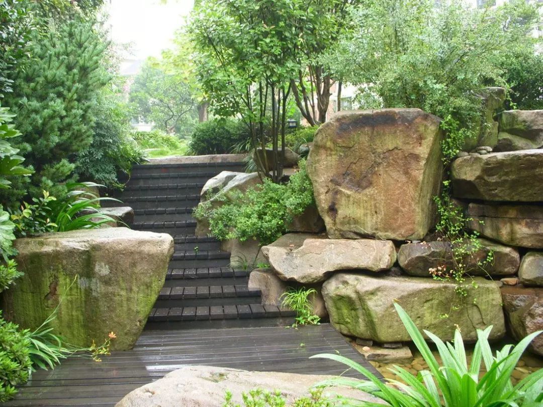 中式花园石头、竹子和植物庭院景观小品3d模型下载_模型ID:29810-让提网