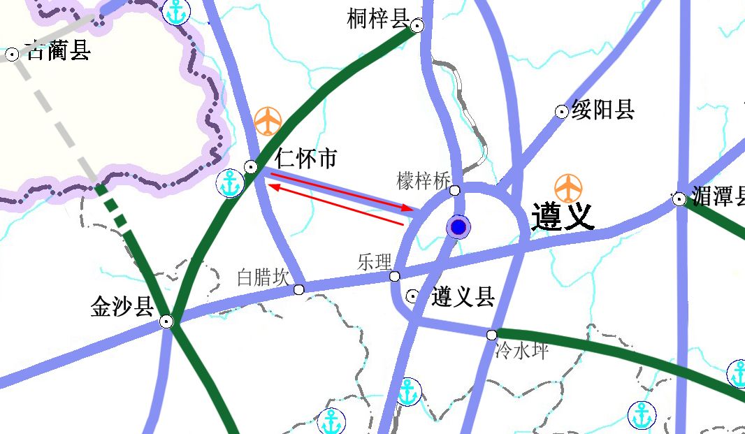 高速规划图(图中遵义县为播州区)