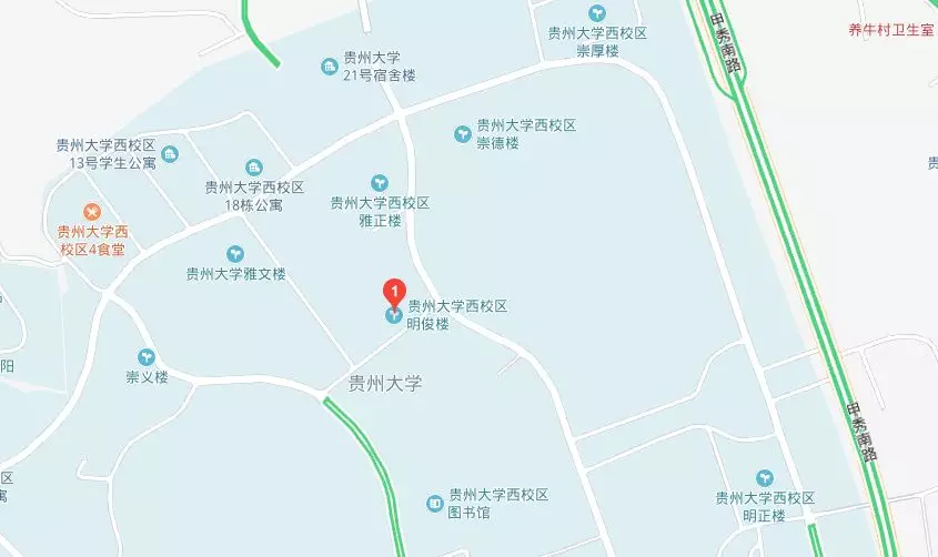 贵州大学新校区明俊楼(花溪考区)乘坐路线:可乘坐227路,228路,304路