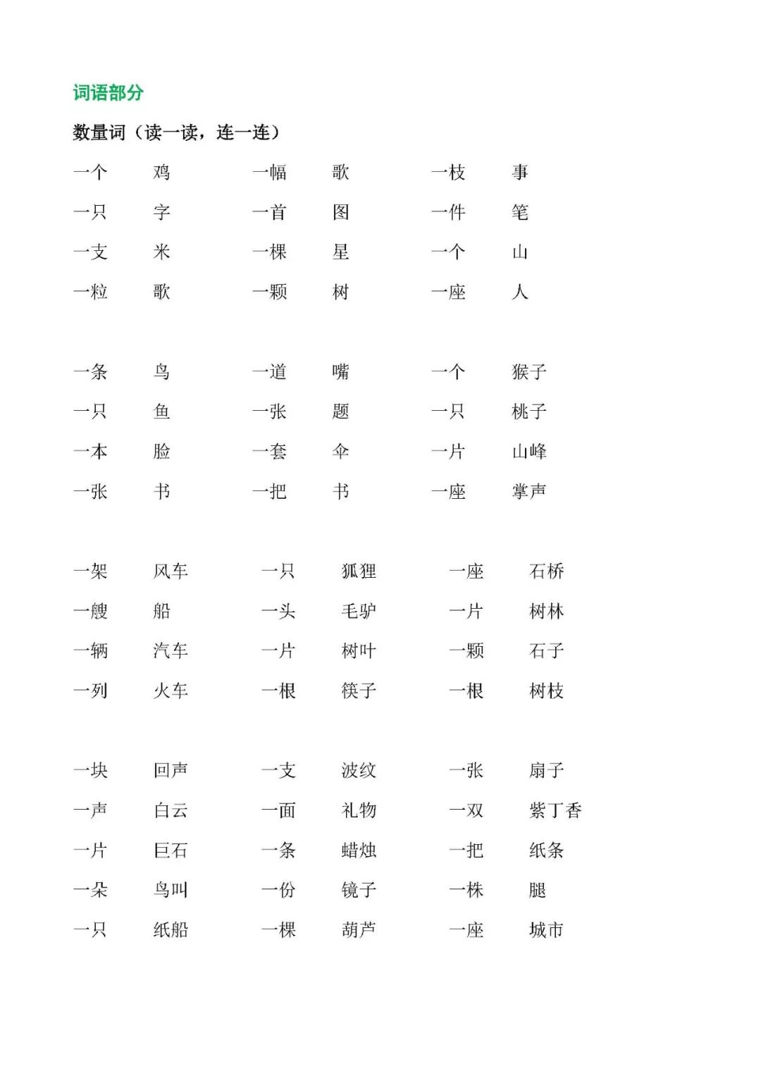 二年级语文上册生字,词语,句子复习卷,给孩子学习巩固