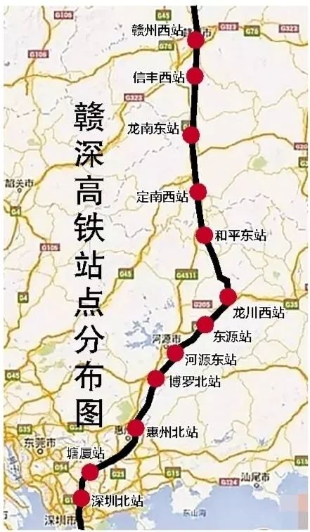 赣深铁路是我国 "八纵八横"高速铁路网的重要组成部分,线路从在建的