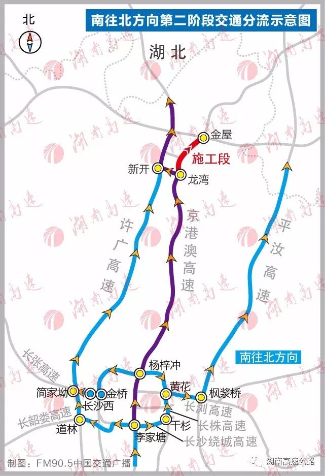 封闭分流线路:龙湾枢纽左转→新开联络线→ 新开枢纽右转→g0421许广