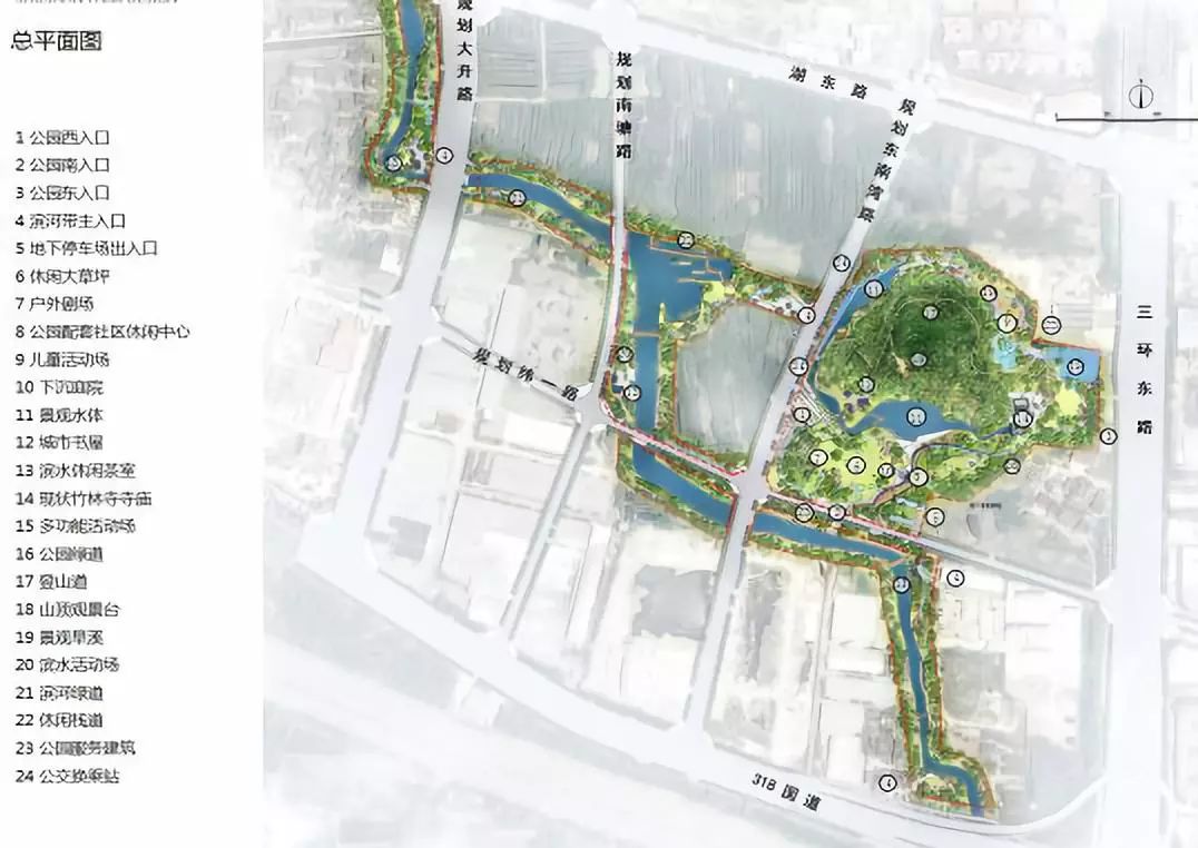 蜀山公园及蜀山单元沿河绿道景观项目总平面图