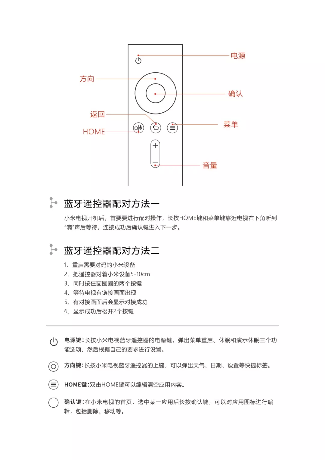 宜百利小米电视,盒子遥控器的使用说明