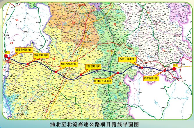 接大塘至浦北高速公路,路线自西向东,依次过钦州市浦北县,博白县那