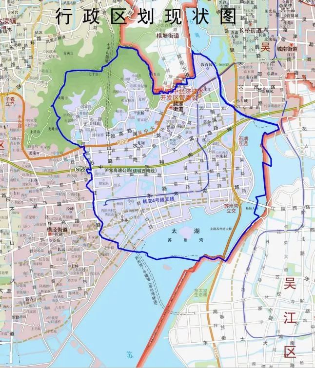 调整前行政区划图新成立街道东,南至吴中区行政区域边界与吴江区