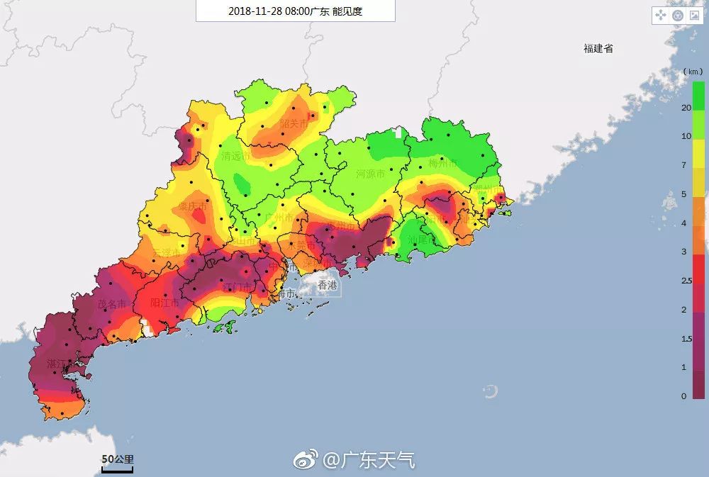 惠州等地能见度较差今日天气28日,粤西,珠江三角洲南部,粤东市县小局