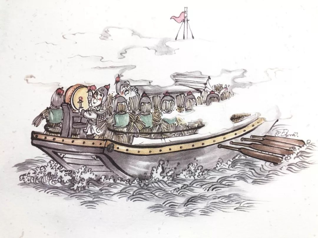 草船的漫画图片简笔画图片 草船借儿童画
