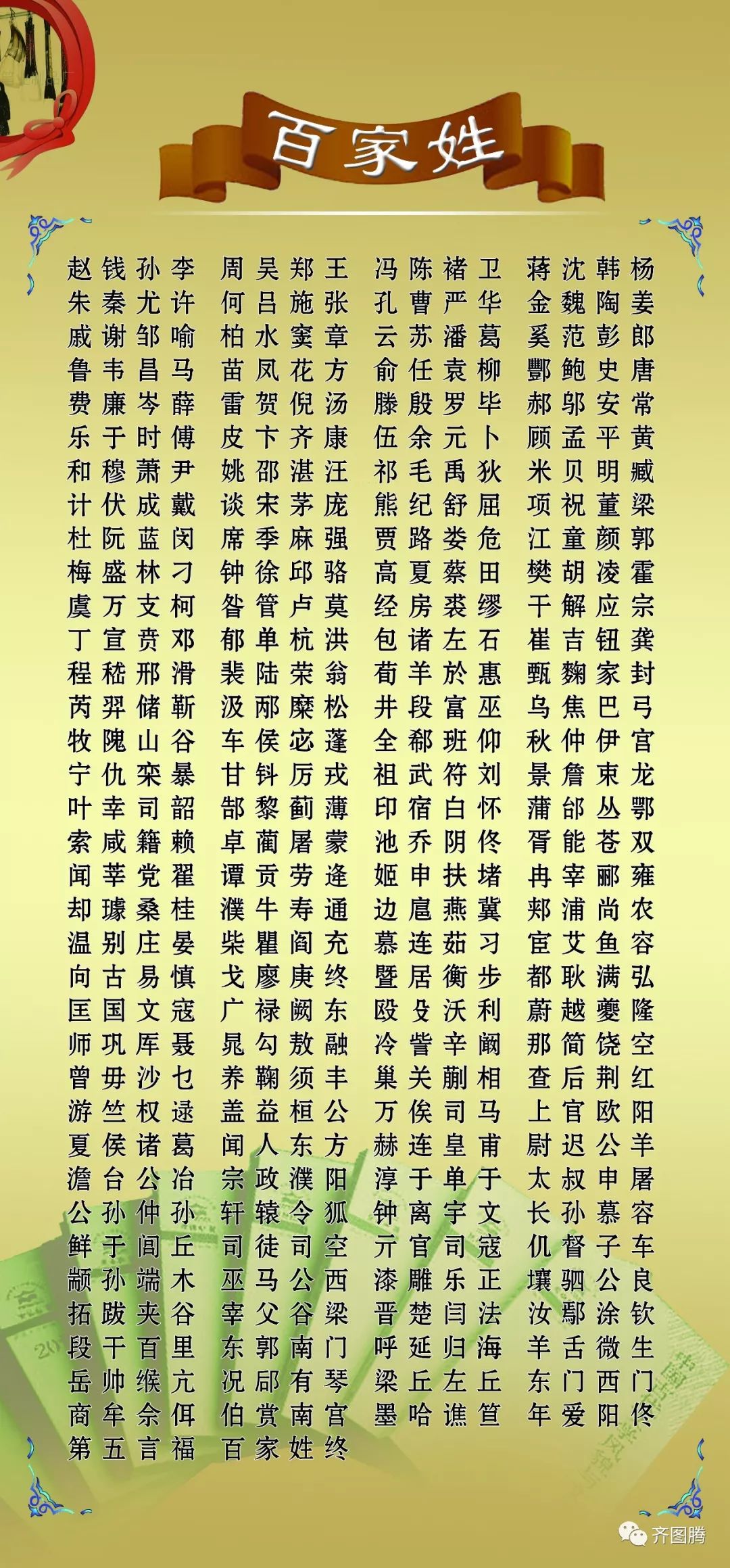 这就是《百家姓》开头四姓"赵钱孙李"次序的由来. 责任编辑