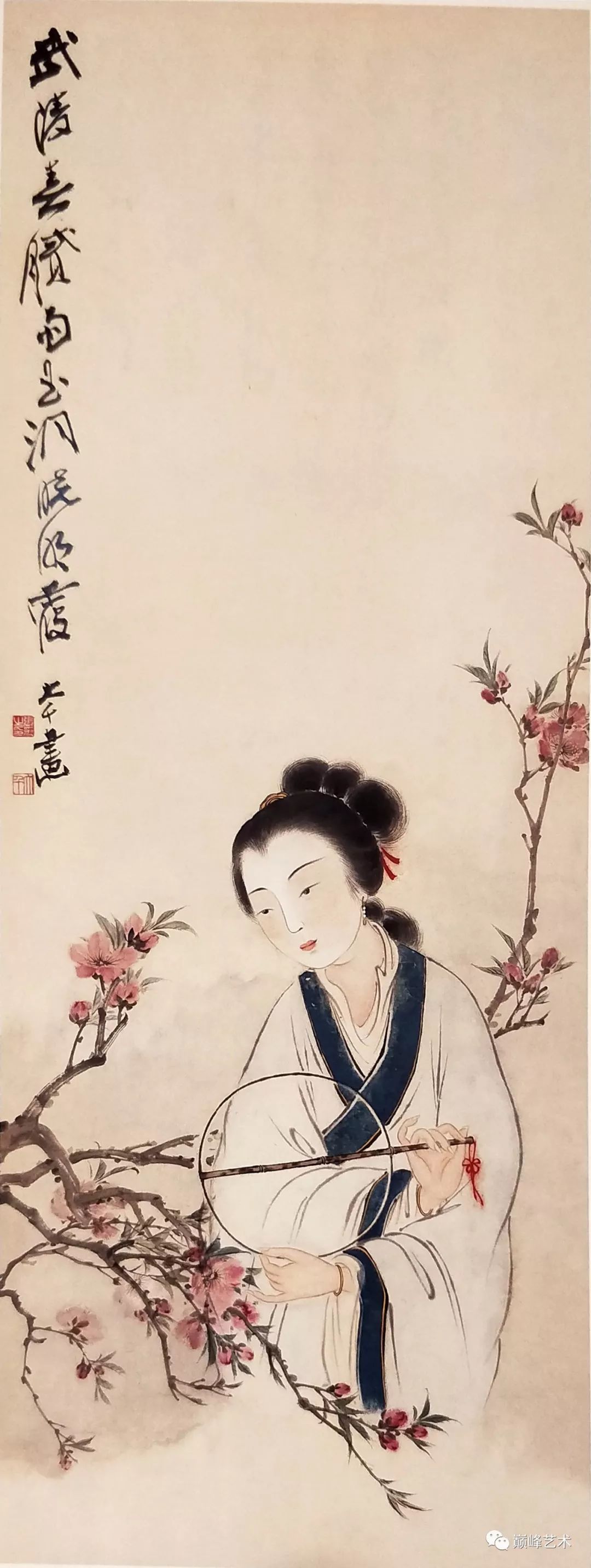 张大千(1899-1983) 桃花仕女款识:武陵春腻雨,玉洞晓明霞.大千画.