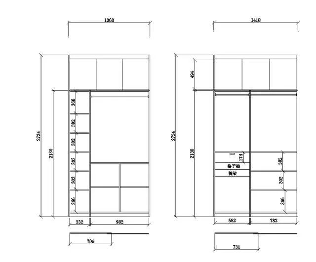 衣柜不知道怎么设计?收下这份衣柜图纸清单