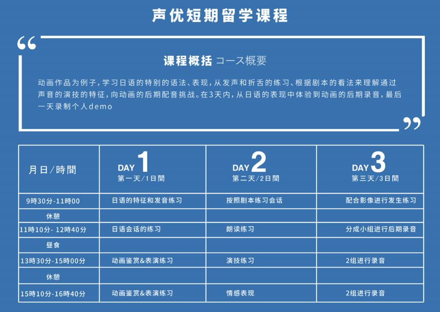 想要拥有你的个人声优demo吗赶快加入这趟日本游学之旅吧