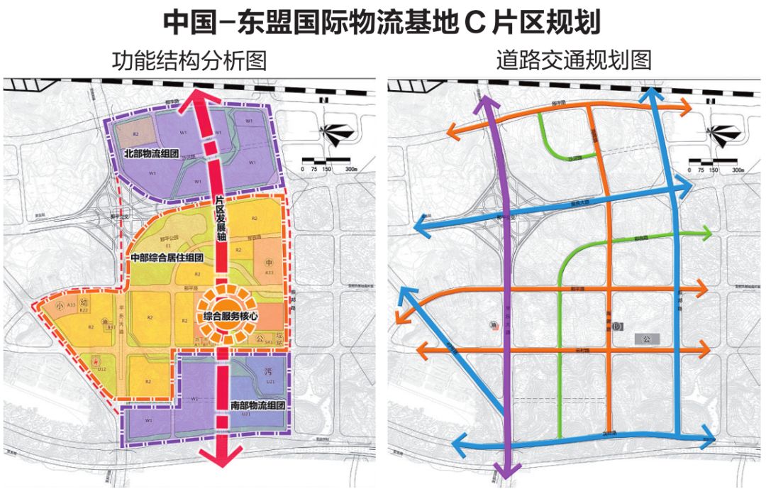 中国-东盟国际物流基地c片区规划/功能结构分析图(左1)/道路交通规划