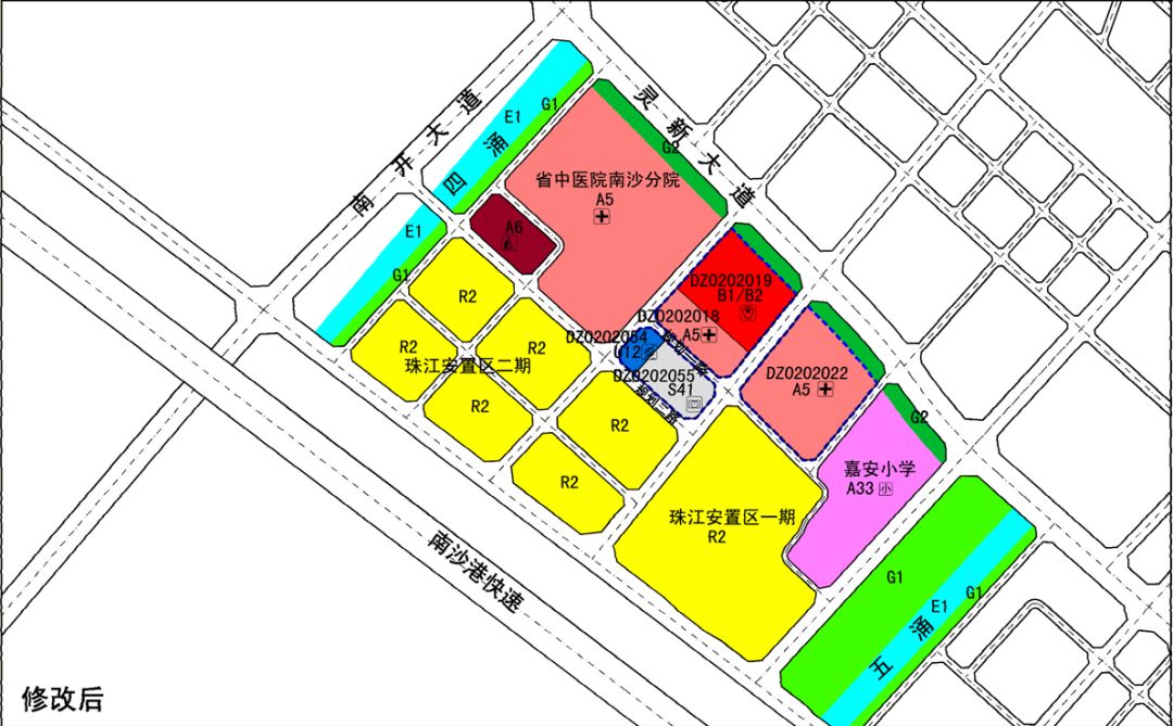 南沙珠江街枢纽区块调整居住用地减小医疗卫生公交场站用地增加