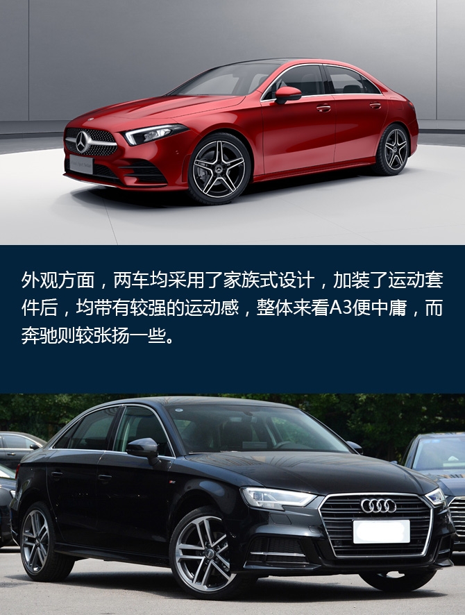 所以用奔驰a200l运动轿车(以下简称新a级)与奥迪a3 limousine(参数