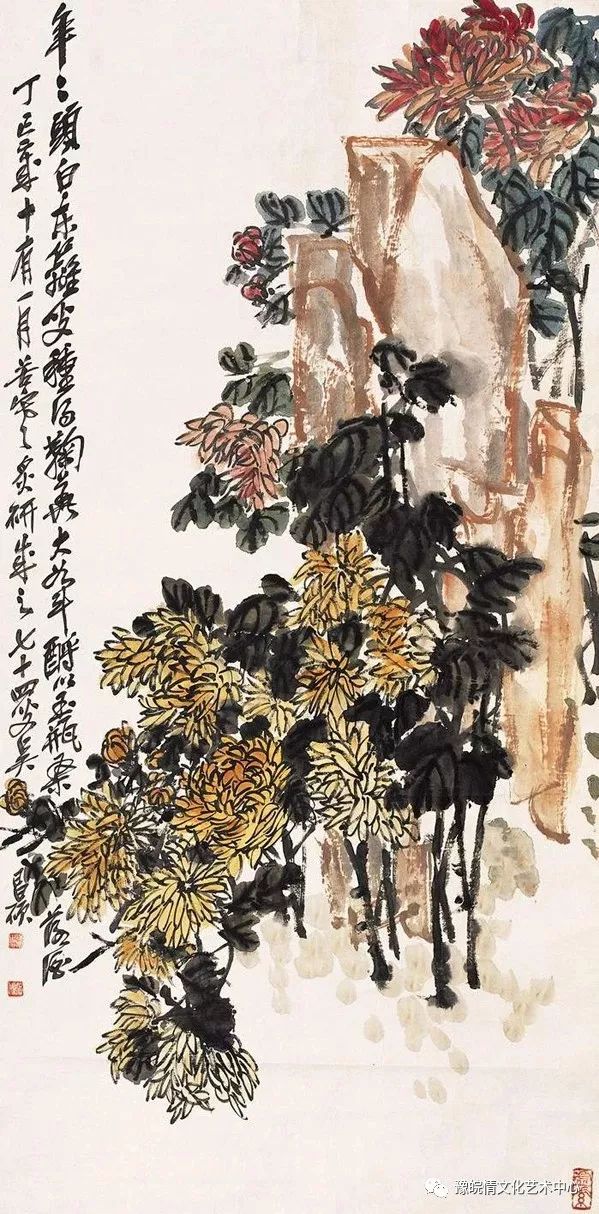 【艺术大师】吴昌硕画菊:战地黄花分外香