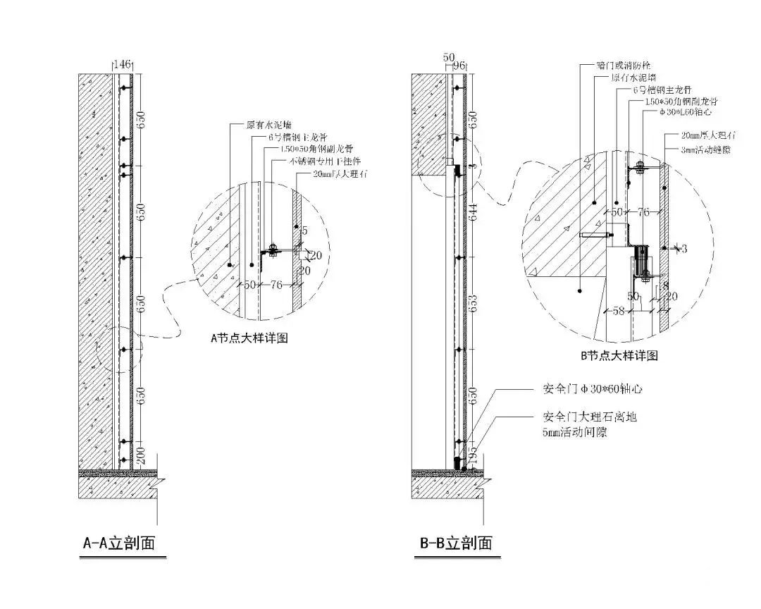 分析说明:从立剖面可以看出,钢架结构的用材,结构合理的布置,完全体