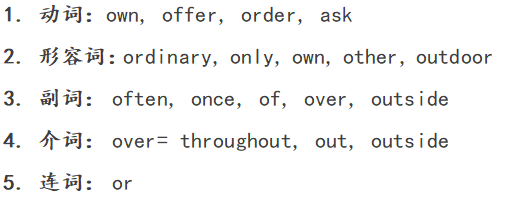 o字母开头高频单词