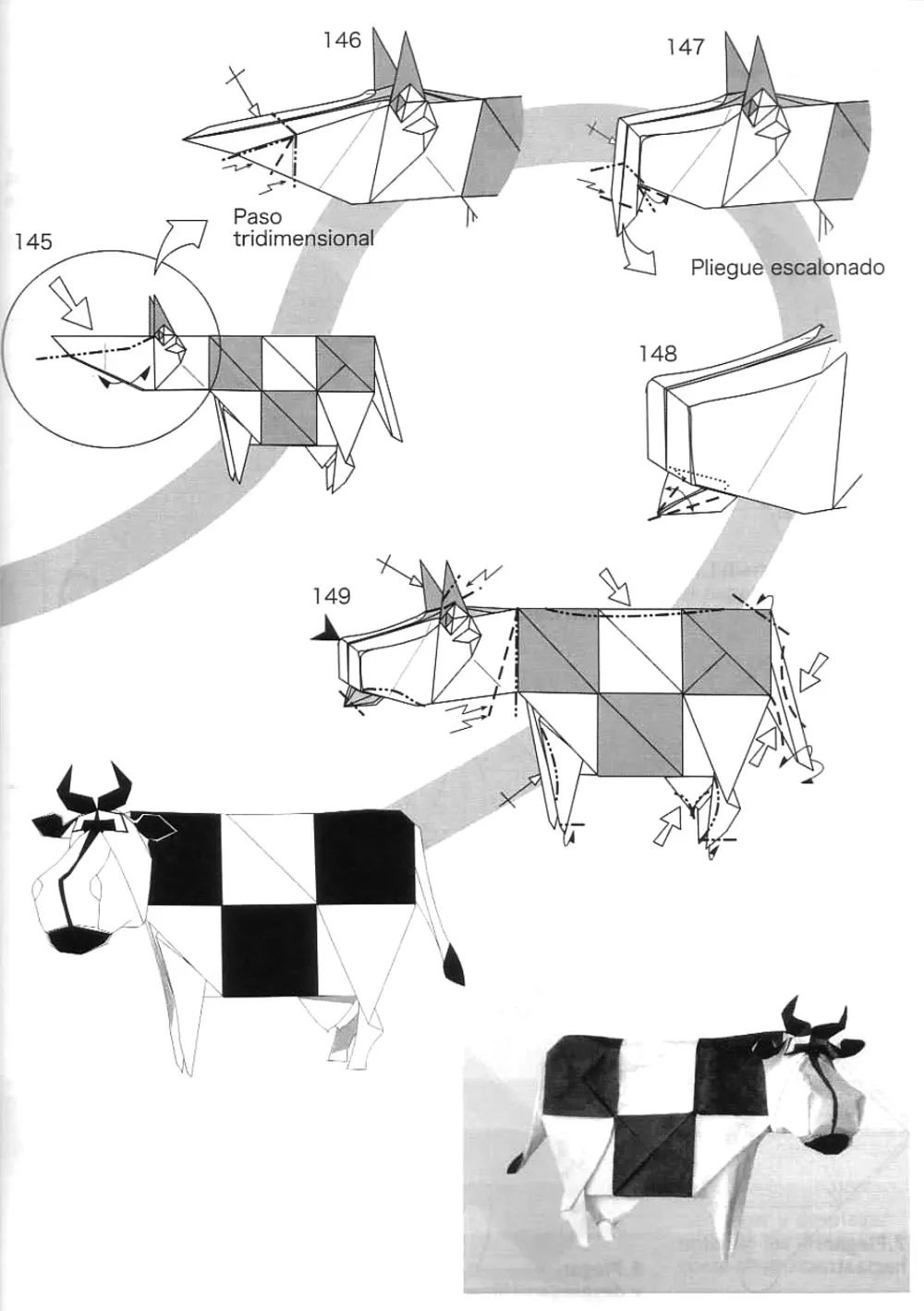 蜗牛之后折奶牛 建议使用25cm以上双色正方形纸制作 关于用纸 怎么