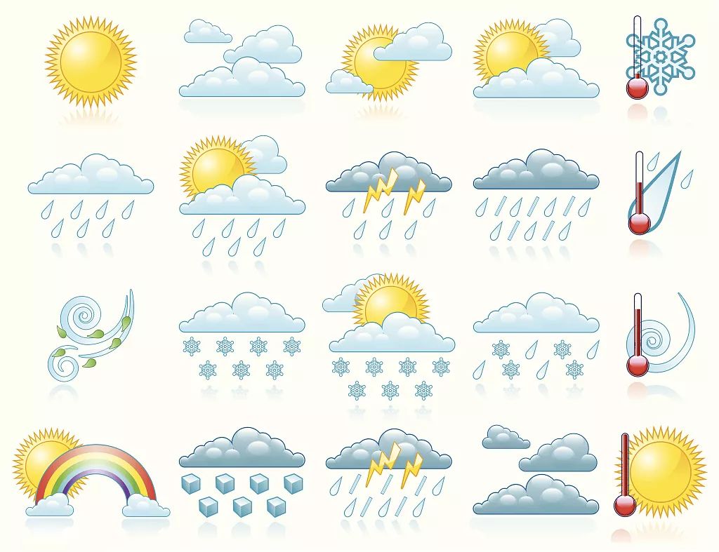 矢量图手绘卡通天气预报图标【免抠元素PNG】-90设计网