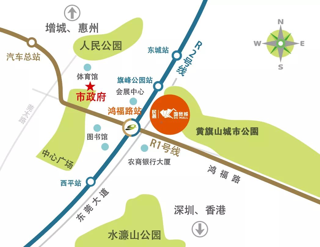 民盈·国贸城位于 东莞大道与鸿福路交界处,东莞国际会展中心对面.