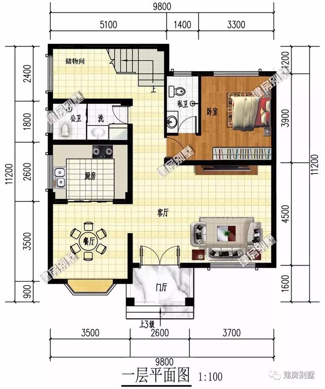 3栋面宽9米多的农村自建房,平屋顶的小户型,美观造价低