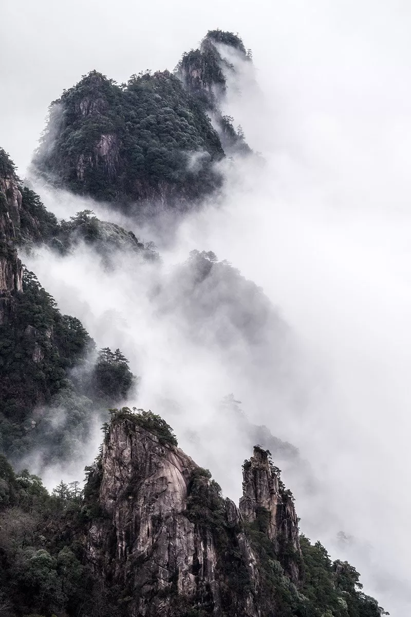 这些黄山摄影作品,宛若一幅幅的写意水墨画.