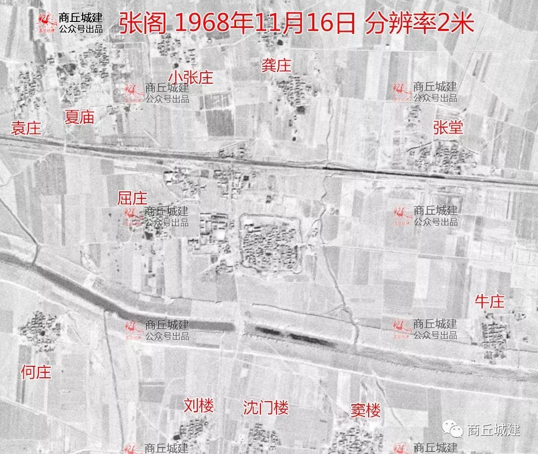 穿越时空 商丘市梁园区 各乡镇1966年卫星地图