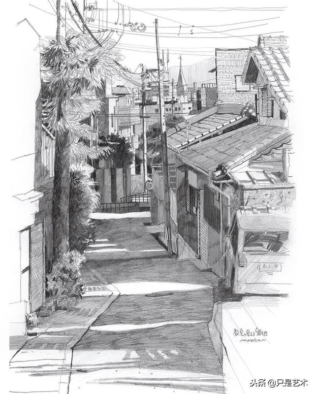 画笔铅笔下的街景速写,日本漫画既视感