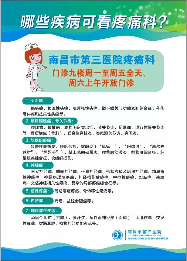 南昌市第三医院疼痛科特邀疼痛著名专家坐诊,就在周四,来吧!