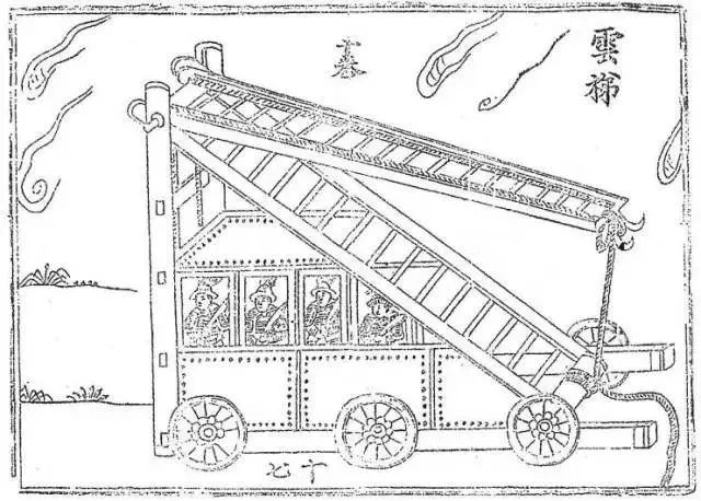 古代救火的云梯,最高伸展高度可达十多米.