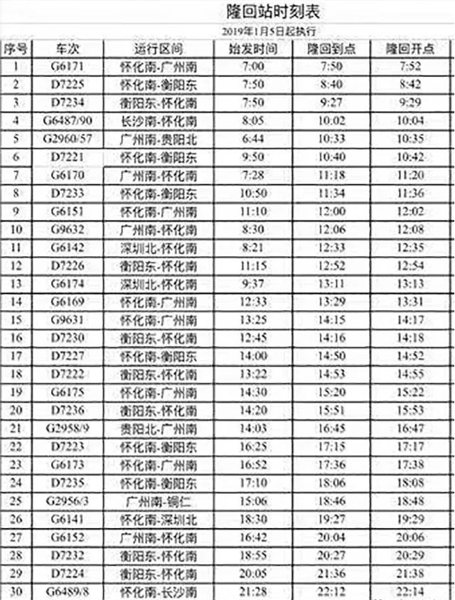 怀邵衡铁路,隆回站时刻表,正式出炉!