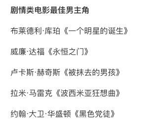 2019年金球獎完整提名名單公布，漫威黑豹提名最佳影片 娛樂 第4張