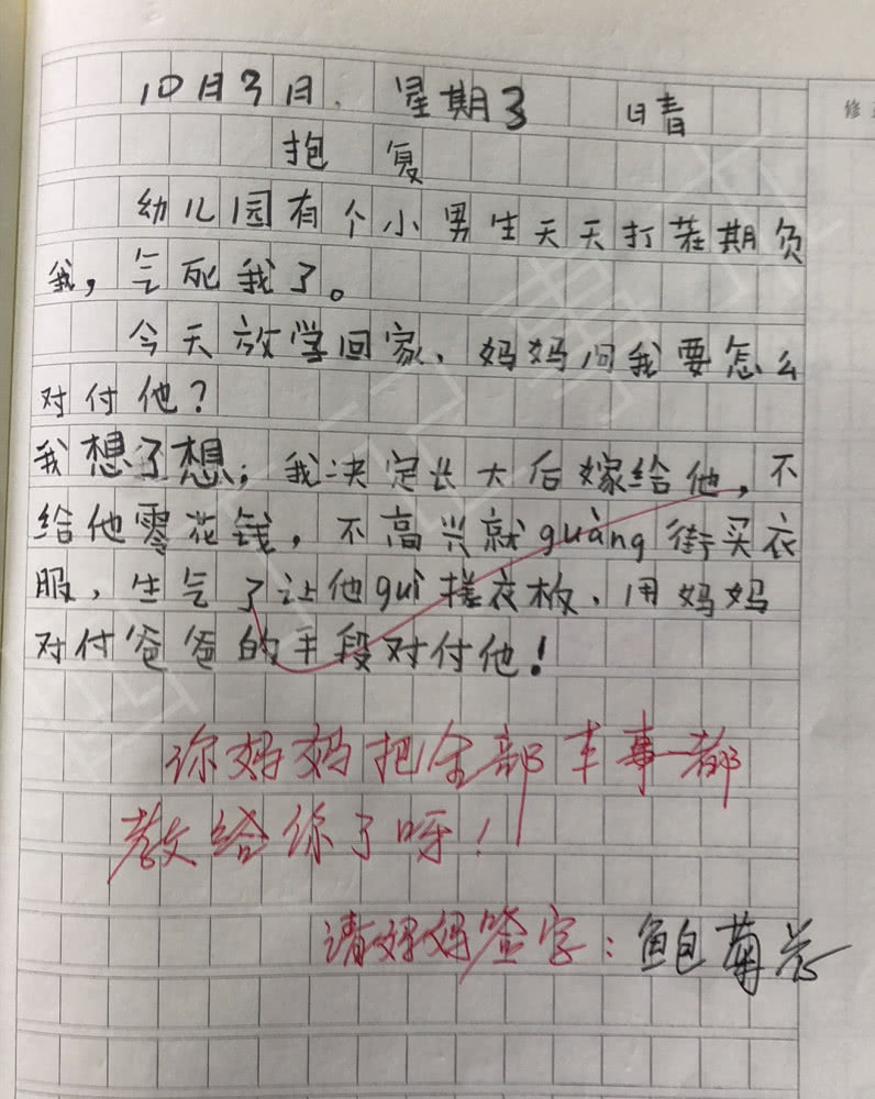 小学生写日记太有才,老师给了100分,网友:妈妈签名才是亮点