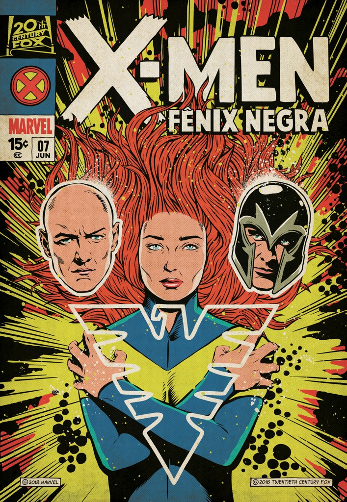 X战警 黑凤凰 粉丝海报凤凰之力主宰宇宙 复古漫画风致敬斯坦 李 葛蕾