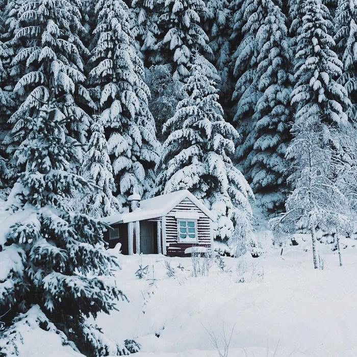 美丽的挪威雪景.