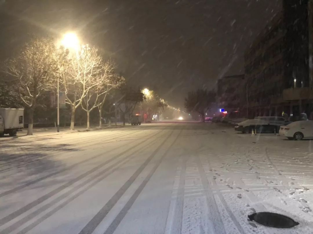 "雪窝"烟台下雪啦!快来看看雪夜景!