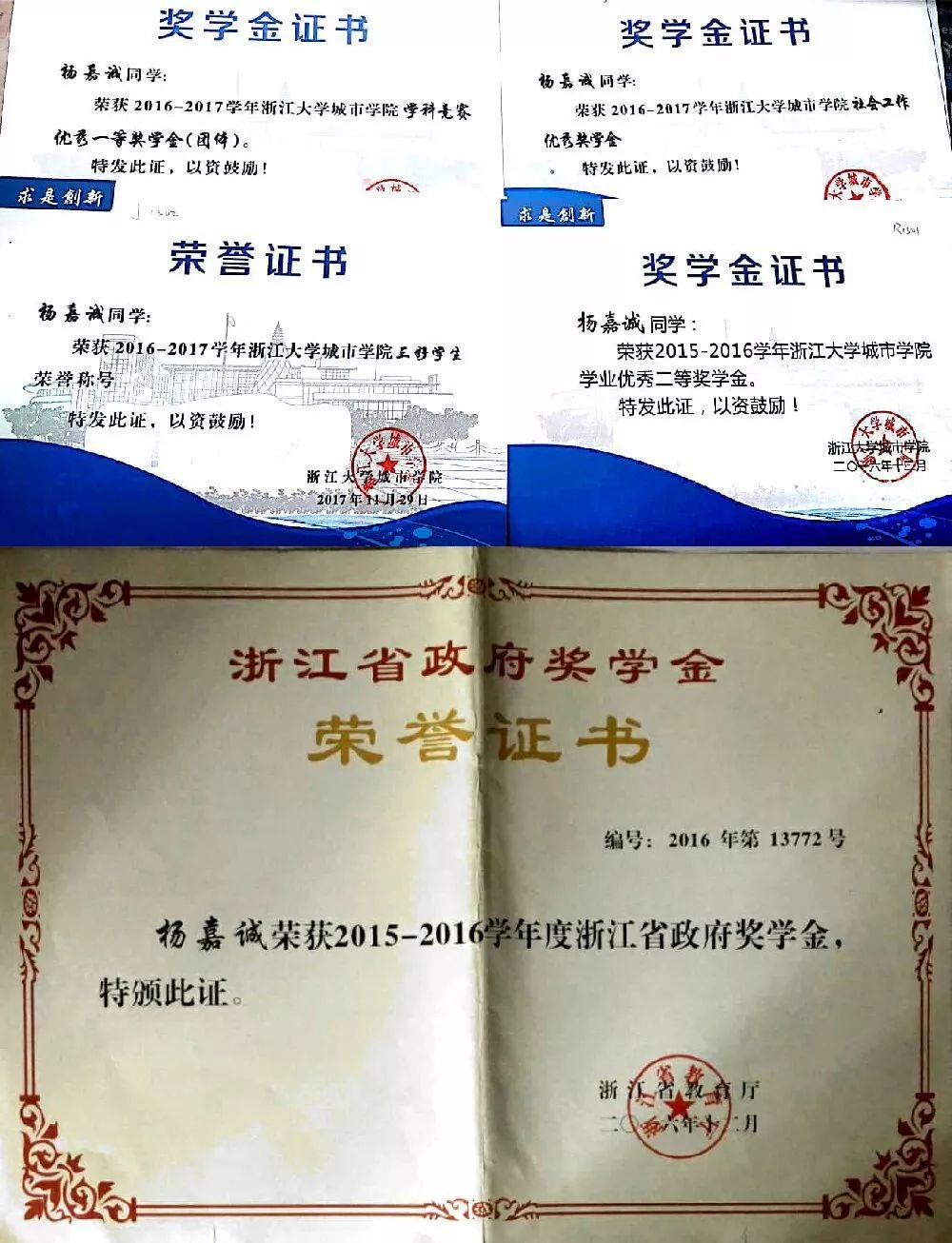 进入大学以来,杨嘉诚共获acm-icpc国际大学生程序设计竞赛亚洲赛区