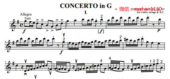 维瓦尔第g大调小提琴协奏曲 op.3(小提琴独奏谱 钢琴伴奏谱)