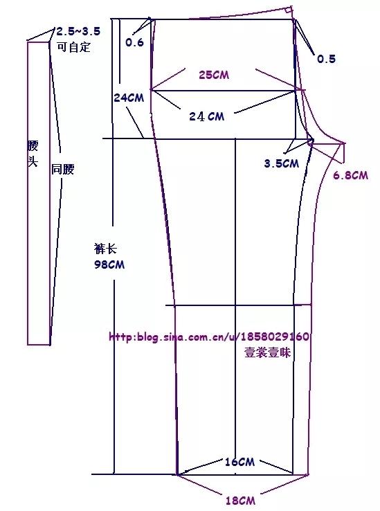 百搭女士休闲裤的制作过程(附图纸)