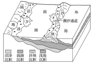 沙坝将海水分割,内侧便形成一个封闭或半封闭的潟湖,潟湖常有潮汐通道