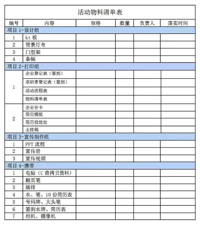 活动物料设计与制作,拟邀嘉宾等 2,活动的执行部分:包括会场布置,舞台