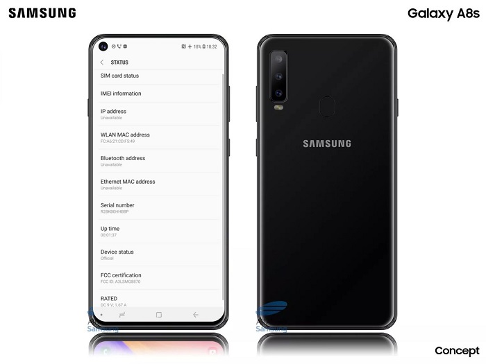 国行发布在即:三星galaxy a8s真机亮屏照再曝光