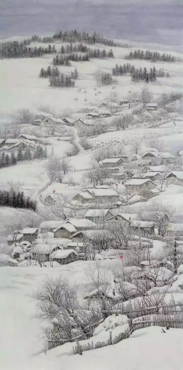 《 雪乡晨晖》 240cm×120cm