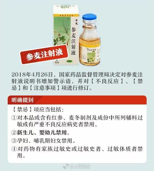 1 柴胡注射液  2 双黄连注射剂  3 含可待因感冒药  4 祖师麻注射液