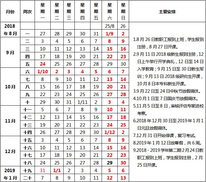 【通知公告】青海民族大学 2018-2019学年第二学期校历