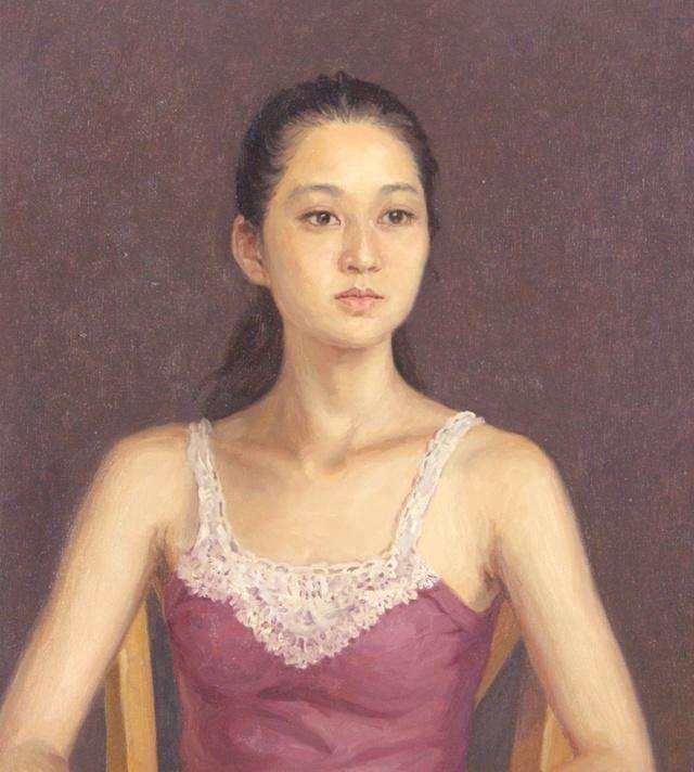 中国油画院画家林建寿油画作品中的美丽少女