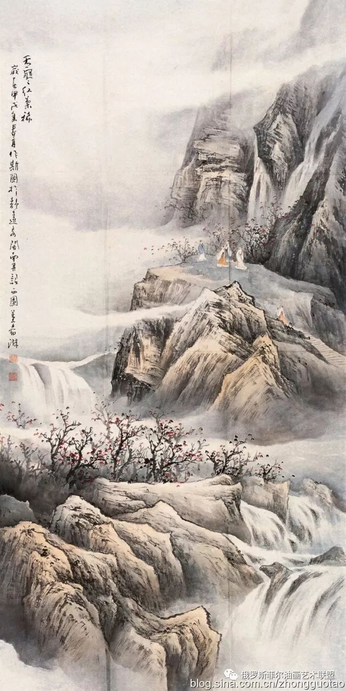 流云飞瀑相呼应,浑然一体气磅礴~中国画家董希源作品赏析