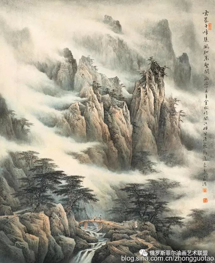 流云飞瀑相呼应,浑然一体气磅礴~中国画家董希源作品赏析