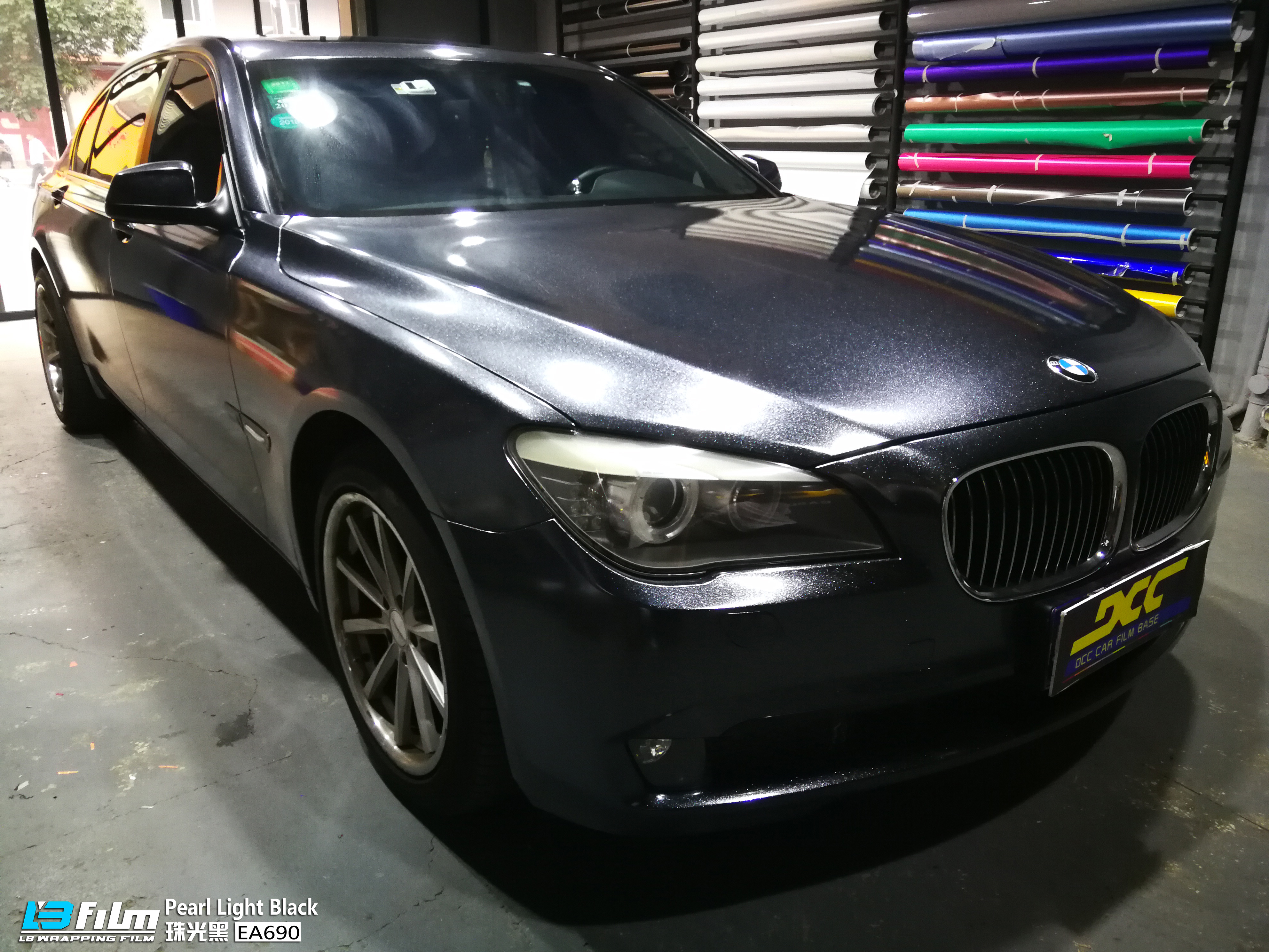 黑色"珍珠",lb改色膜珠光黑bmw.7系全车改色